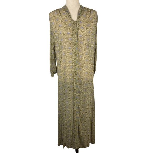 90s April Cornell Rayon Floral Maxi Button Front Sheer Dress Size Small FLAWED - Picture 1 of 16